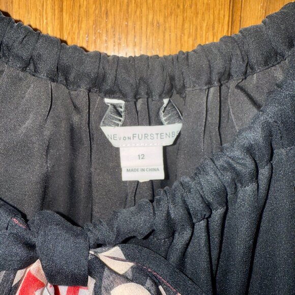 DIANE VON FURSTENBERG Pacifica Chiffon silk printed blouse SZ 12 - Picture 5 of 7